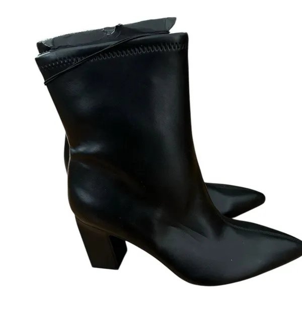 A New Day Ankle Boots Donna Women's Size 10 Black 3½" Heel Side Zip Faux Leather - Image 5
