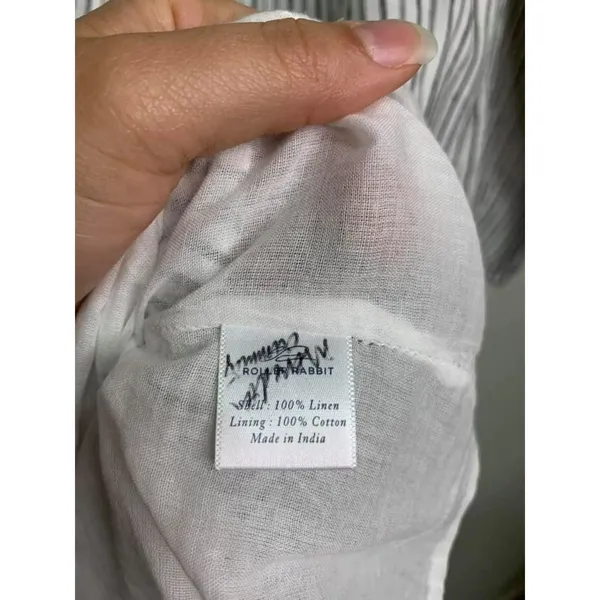 Roller Rabbit Linen‎ Dress Striped Black White XS - Image 3