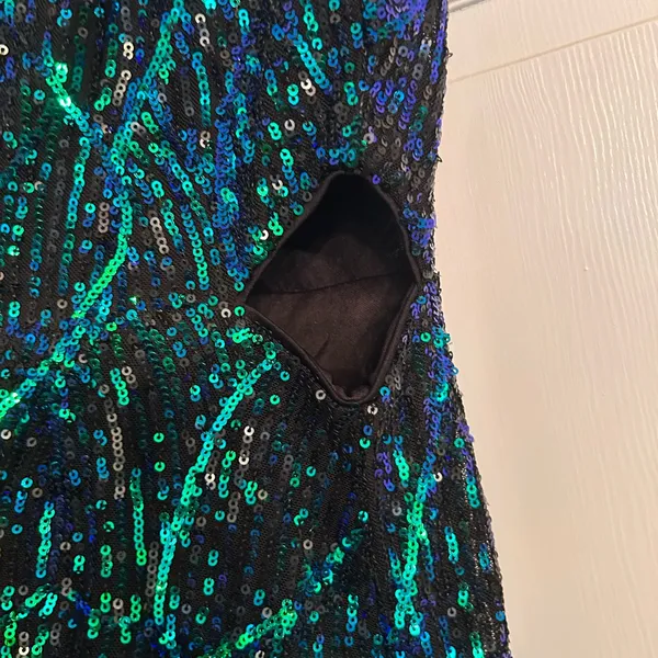 Sequin Dress with black, Green and Blue Pattern- xl nwot - Image 3