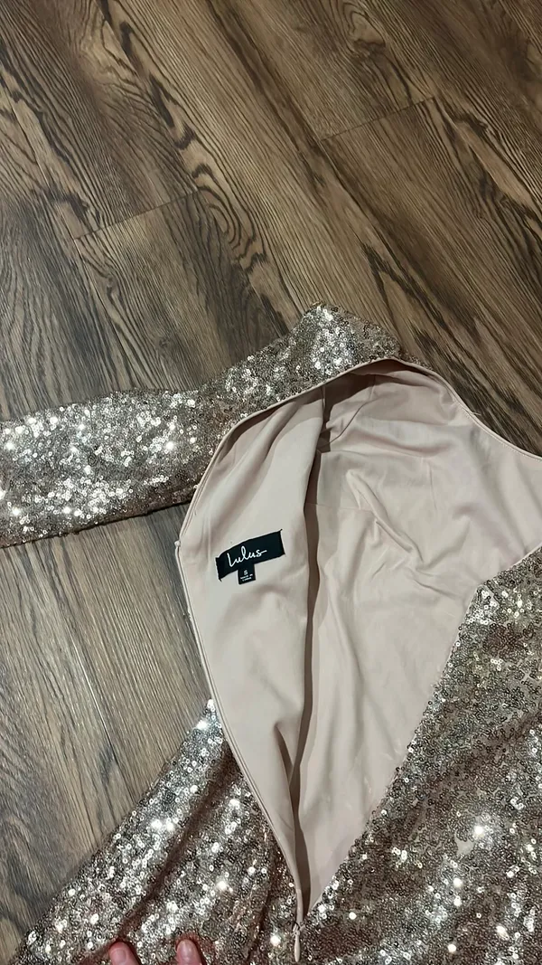 Lulus Dress Sequin Mini Rose Gold Small - Image 7