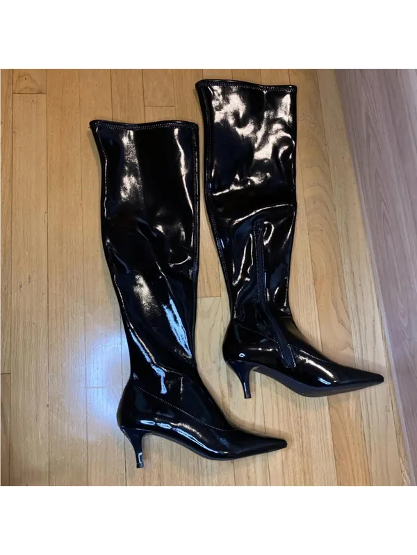 Abound Carmy Over the Knee Boots in Black Patent - Size 7.5 - Image 2
