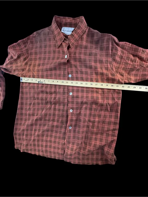 Motherhood Rust Red Plaid Maternity Button-Down Shirt - Image 4