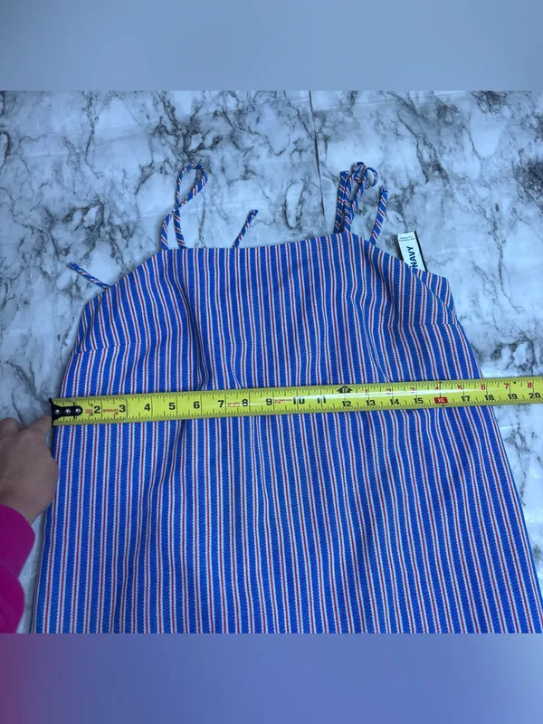 Old Navy Blue & White Striped Spaghetti Strap Mini Dress size small NWT - Image 6