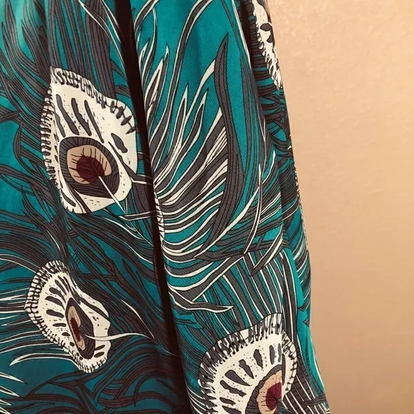 NY Collection Teal peacock feather print cardigan - Image 6