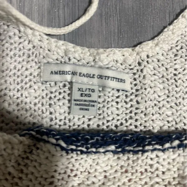 American Eagle Outfitters Navy Blue Pink White Striped Knit Tank Top; XL Women’s - Image 2