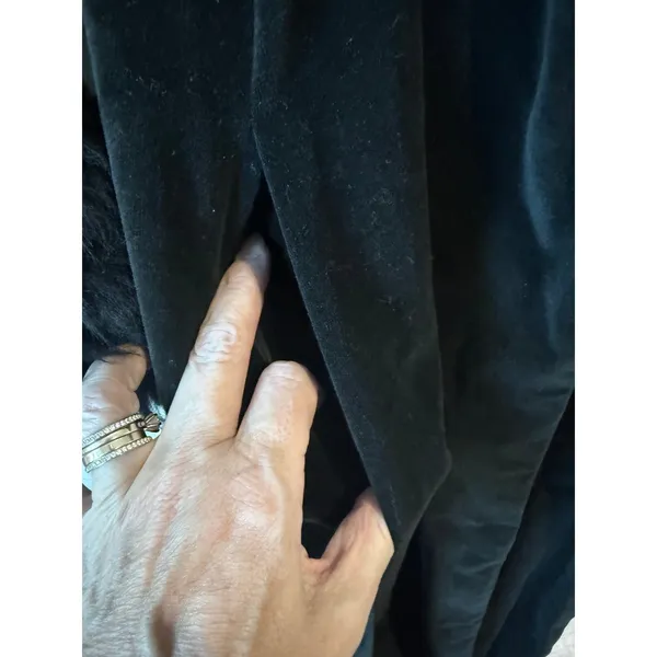 VTG Raincheetahs Black Velvet Faux Fur Long Opera Coat Belted Sz 12‎ Penny Lane - Image 7