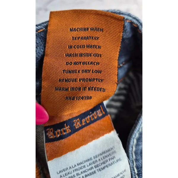 Rock Revival Stephanie Bootcut Jeans Size 29 Flap Pocket Y2K Thick Stitch Blue - Image 8