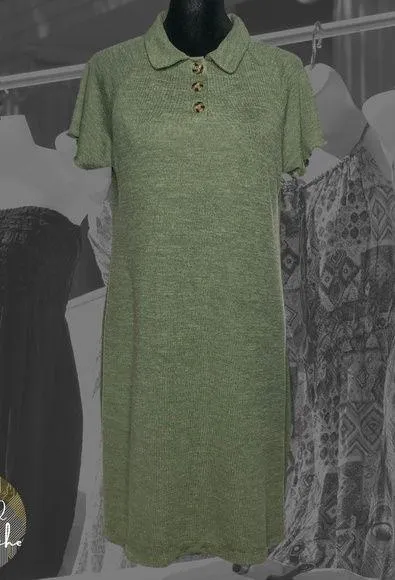 Green Knit Polo Dress - Size Large - Image 12