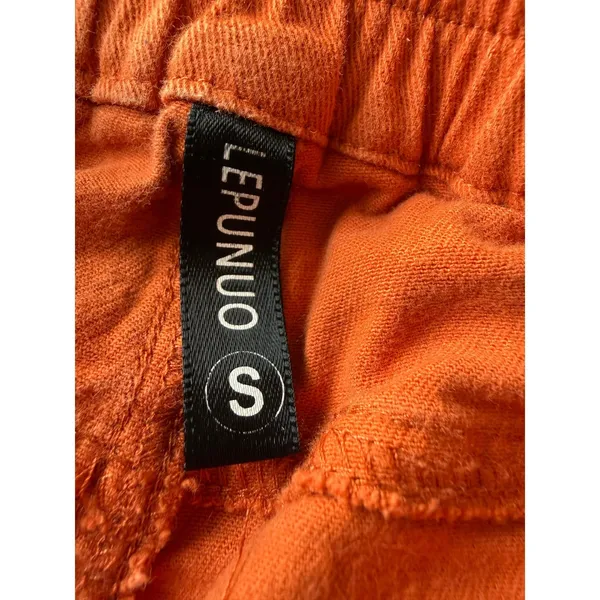 Lepunuo Women Burnt Orange Cargo Pants Straight Leg Stretch Cotton‎ Size S - Image 3