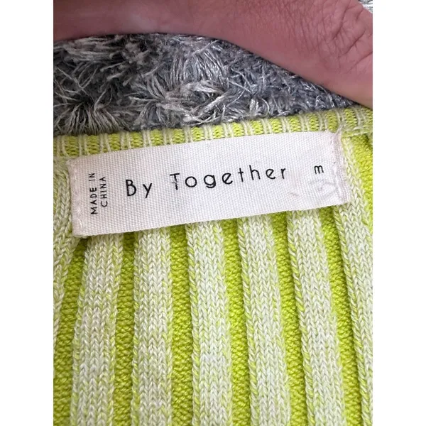 By Together Ribbed Knit Maxi Dress Lime Green Size M Tank Sleeveless Bodycon - Image 11