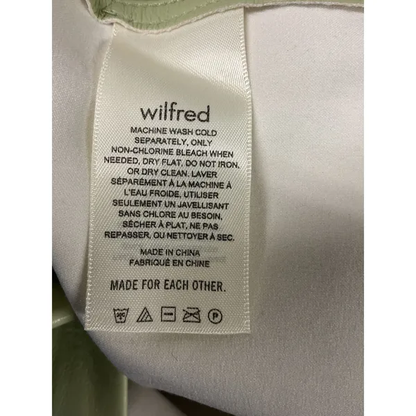Aritzia Wilfred Vegan Leather Mini Skirt Sage Green Front Slit Womens Size 2 - Image 6