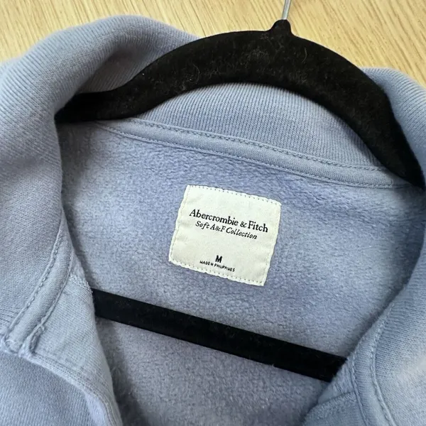 Abercrombie & Fitch Fleece Sweatshirt Size Medium Light Blue Cotton Blend 1440 - Image 11