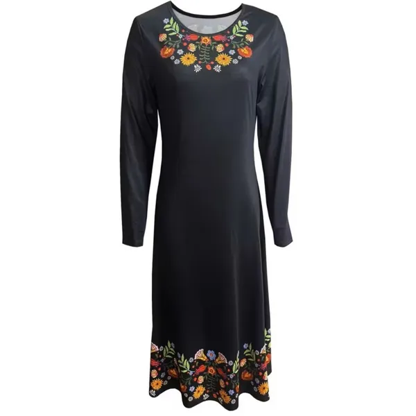 BRAND NEW ~ Long Sleeve Black Floral Casual Office Dress ~ Women's SMALL - Image 3