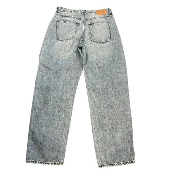 H&M &Denim Distressed Ultra High Waist 90’s Baggy Jeans Light Wash US 12/EU 44 - Image 4