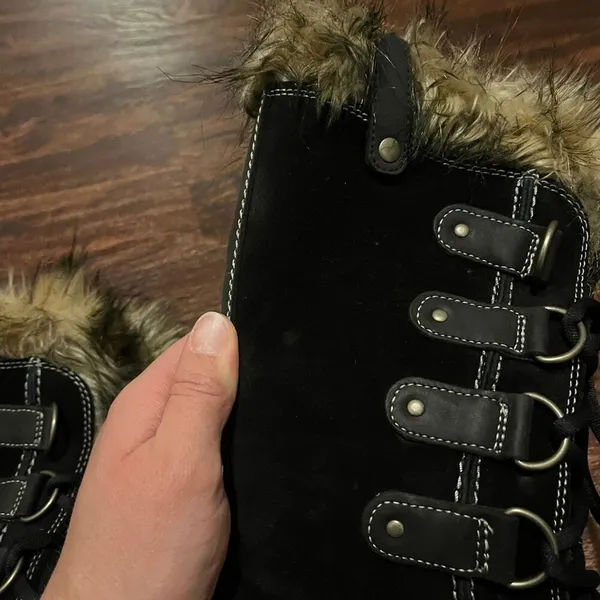 SOREL Joan of Arctic Boots Black Waterproof Winter Snow Boots Faux Fur Size 7 - Image 7