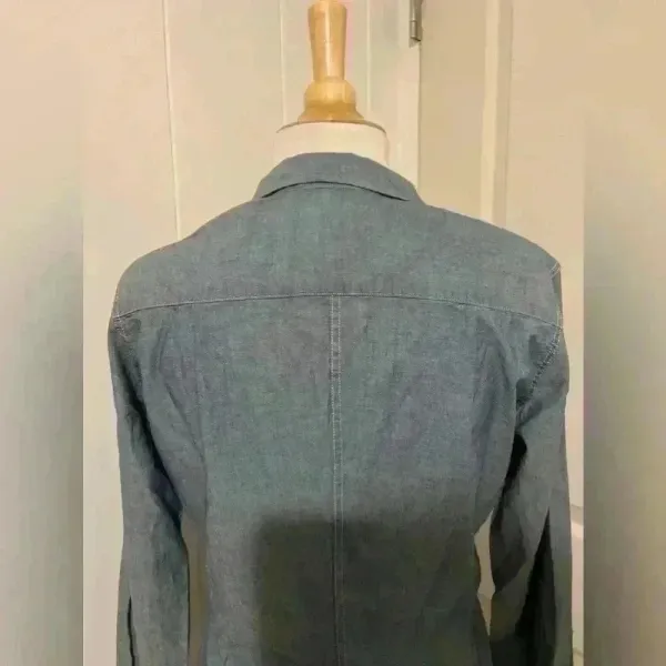 Frank & Eileen Tailored Button Up Shirt Top‎ Blouse Coastal Grandma Gray Blue - Image 5