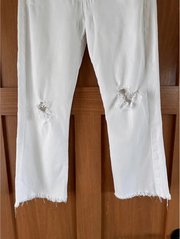MOTHER The Hustler Ankle Fray Jeans In Tea and Biscuits White Wash Women’s sz 27 - Image 3