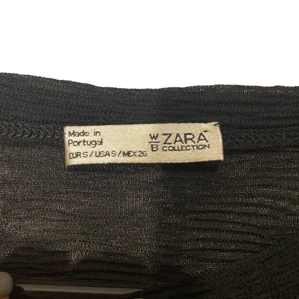 Zara Black Layered Ruffled Detail Dressy Long Sleeve Blouse Women Sz S - Image 4