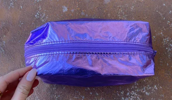 Free People New purple metallic make up/ toiletry bag - Image 3