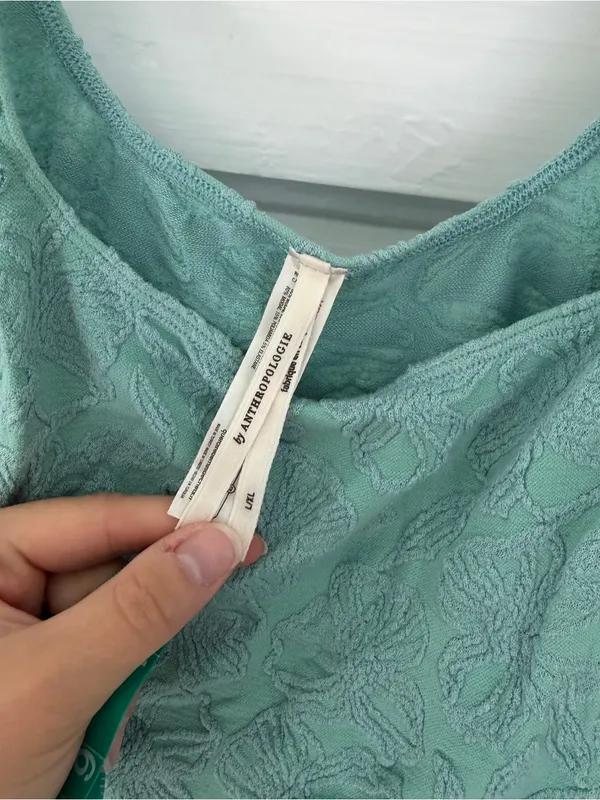 Anthropologie Mint Textured Floral Tank - Image 2