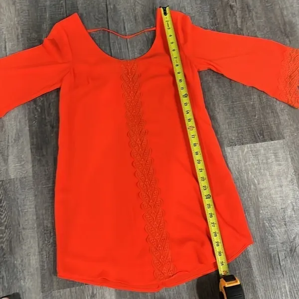 ASTR bright coral lace lined drop back dress - xs - Image 10