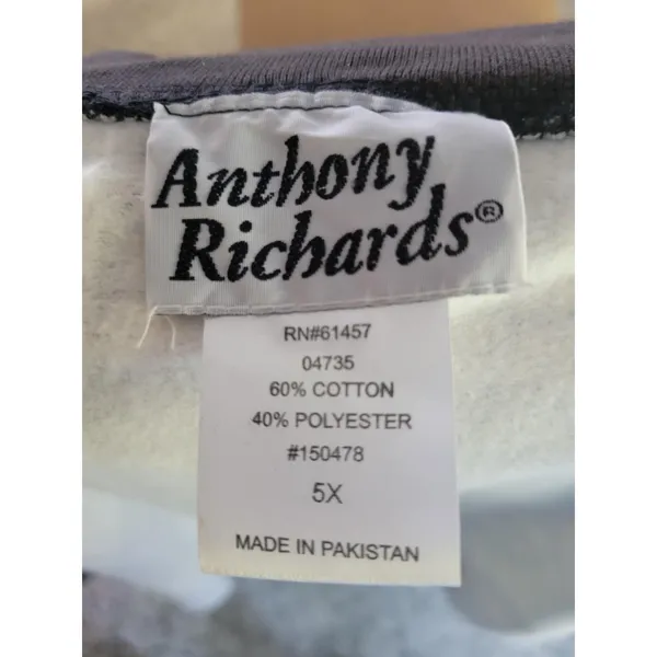 Anthony Richards 5X Plaid Button Front Long Sleeve Top Shirt Black‎ White - Image 4