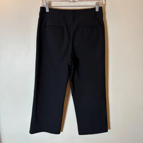 LOFT Petites Black‎ High Waist Button Fly Cropped Wide Leg Pants Size 2P - Image 4