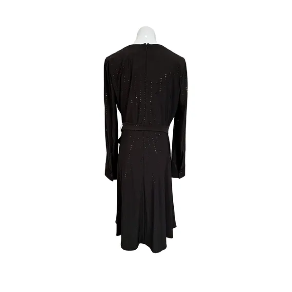 DKNY Faux Wrap A-Line Dress 8 Black Sparkle LBD Party‎ Holiday NWT $150 - Image 4