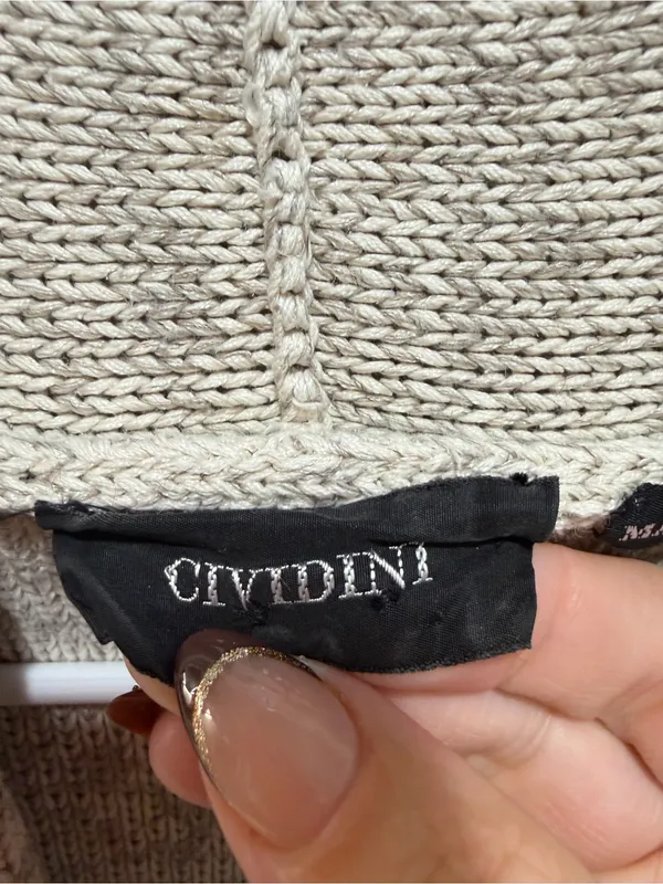 Neutral knit silk linen cardigan open front minimalist marled made in italy Flaw - Image 13
