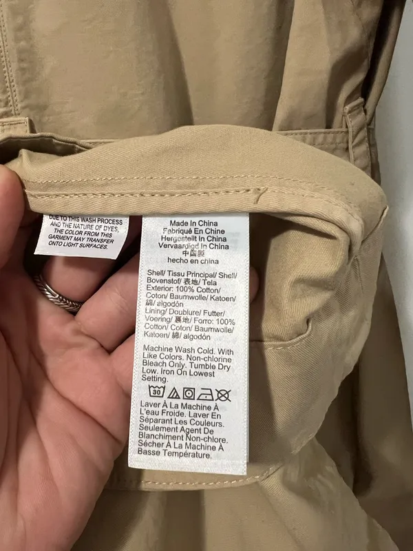 NOWT J. Crew Relaxed Heritage Chino Tan Trench Coat 100% Cotton (Size XXS) - Image 8