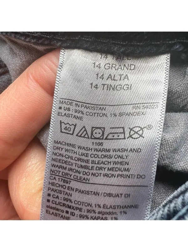 Old Navy O.G. Straight Jeans Size 14‎ Tall High Rise Distressed Dark Wash Denim - Image 8