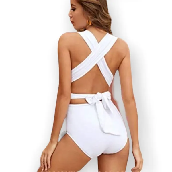 ZOMONETI White One Piece Swimsuit White Size L - Image 8