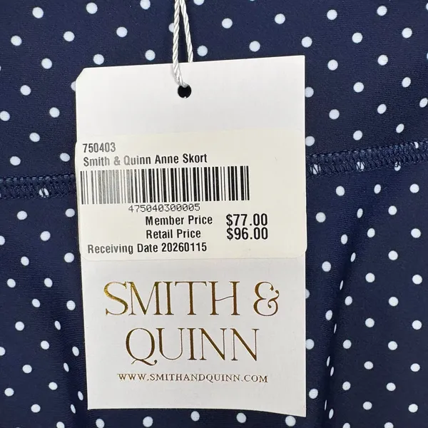 Smith & Quinn Anne Skort Wide Waistband Stretch Navy Blue Polka Dot Size Medium - Image 6