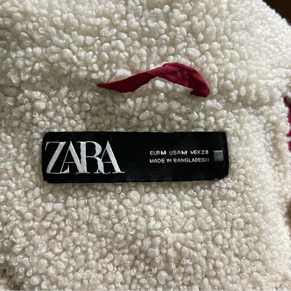 Zara Cropped Shearling Retro Colorblock Jacket M - Image 11