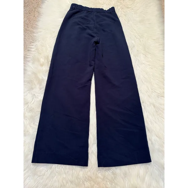 Abercrombie & Fitch Womens Sz 27/4 High Rise Pleated Wide Leg Trousers Navy Blue - Image 6