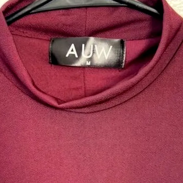 AUW Burgundy High Neck Sleeveless Cutout Side Bodycon Dress Womens Medium Cocktail - Image 6