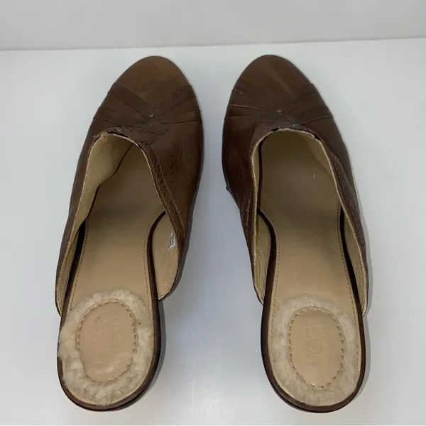 Brown Leather Studded Clog US Size 11 Wedge Mules Slide UGG Australia Women's - Image 8