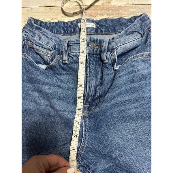 Good American Raw Hem Distressed Jeans Medium Wash Size 6 26 Straight Leg - Image 3