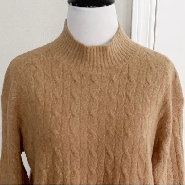 J. Crew Cable-Knit Mockneck Ultra Soft Sweater size Medium - Image 3