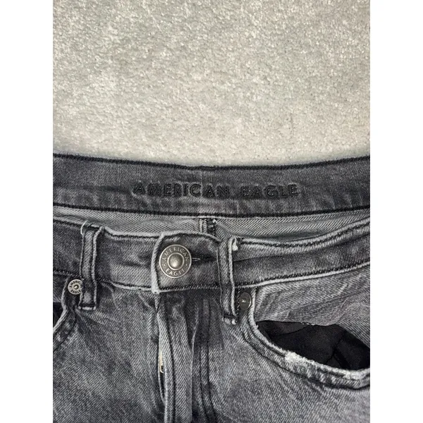american eagle baggy jeans black wash jeans 4 short - Image 4