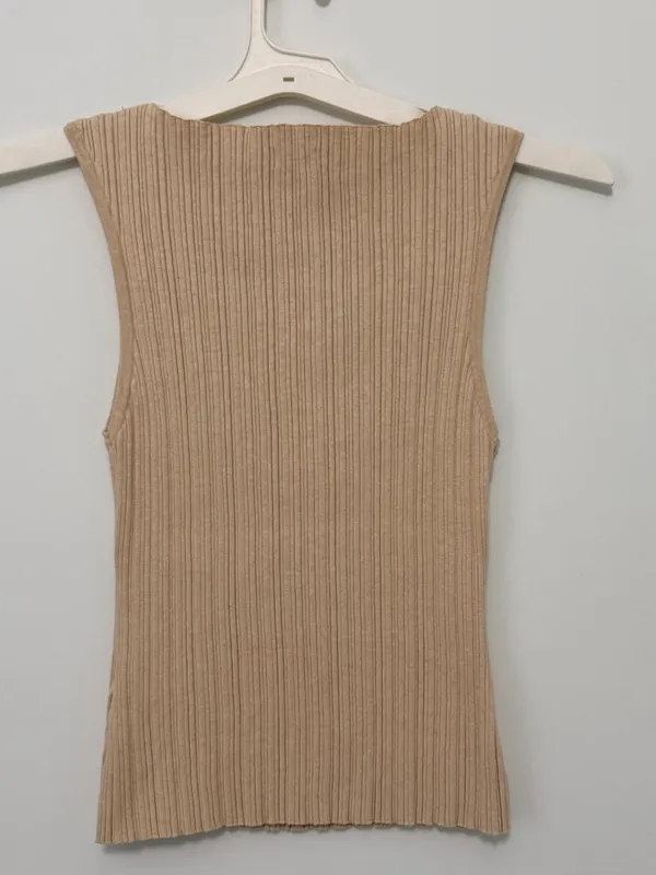 QUINCE Cotton Cashmere Ribbed Tank / Heather Oatmeal / Large - Image 11
