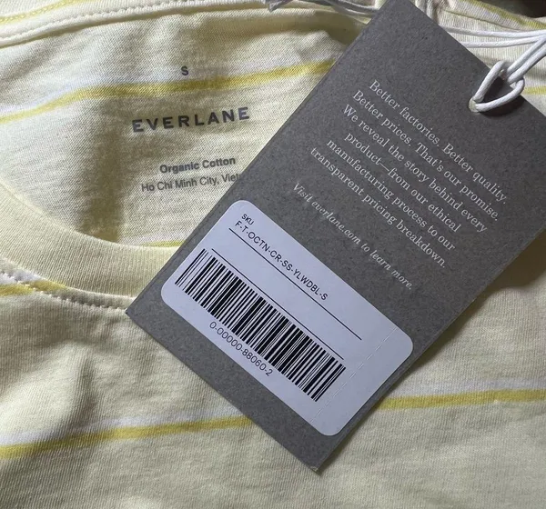 NWT Everlane The Organic Cotton Crew Yellow Stripe Size Small S NEW - Image 10