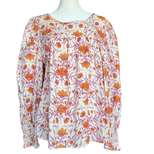 Universal Threads Orange Puff Sleeve Blouse with Peter Pan Collar‎ - Image 3
