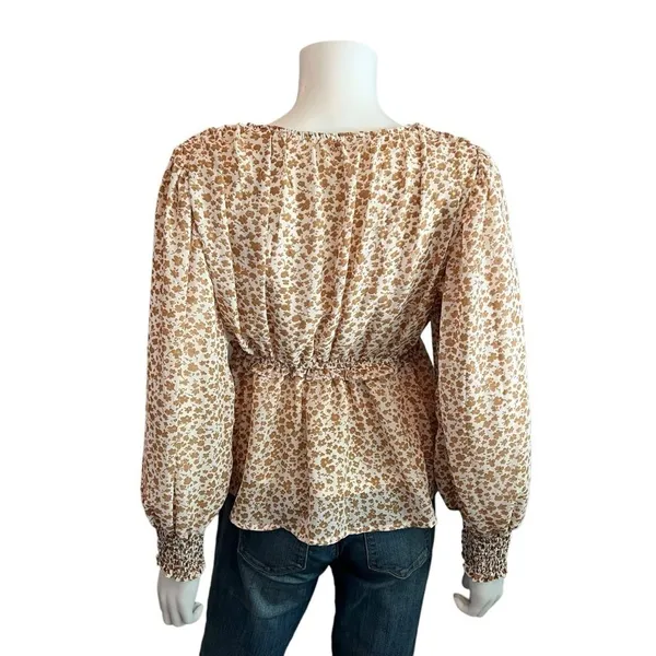 Blu Pepper Floral Peplum Cottagecore Boho Coquette Fairycore V Neck Ruffle Top S - Image 4