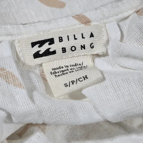 Billabong Womens White Abstract Floral Print Crop Top Tank‎ S Cotton Linen - Image 4