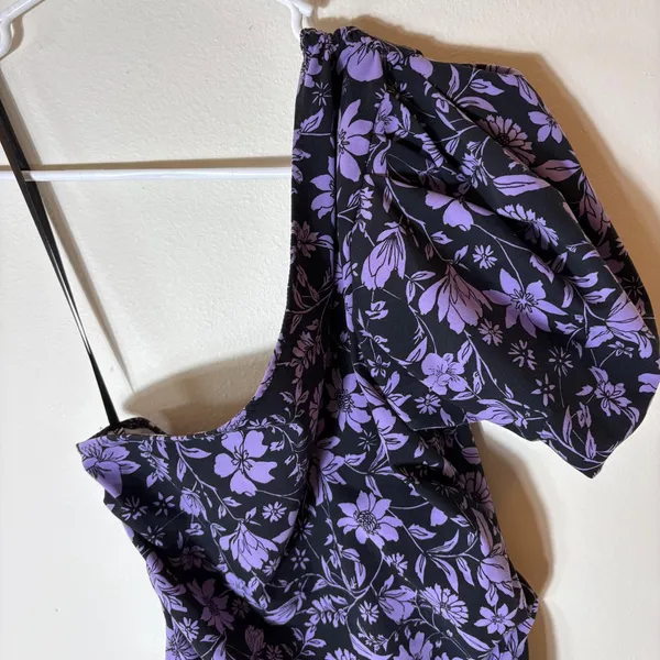 Intimately Free‎ People One Shoulder Floral Bodysuit Purple Size Medium - Image 2