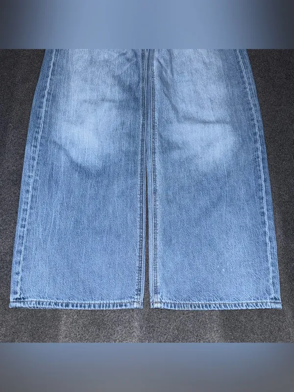 American Eagle Skater Jeans Baggy Wide Leg Distressed Medium Blue Wash Women’s 2 - Image 6