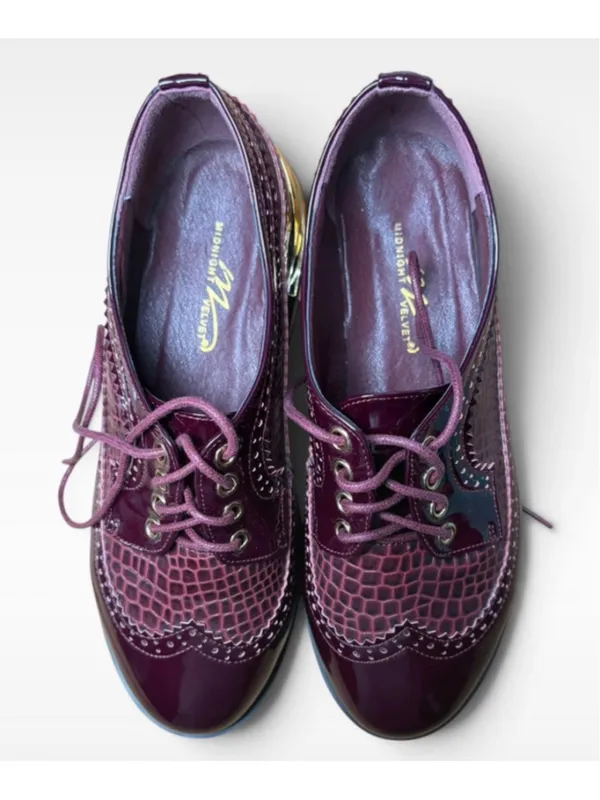 💜 Women's Midnight Velvet Oxblood Oxford Shoes Size 7 🖤 - Image 6