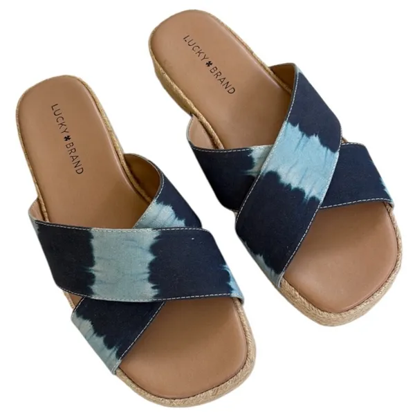 EUC Lucky Brand Gayte Sandals Blue Tie-Dye Size 9 - Image 2