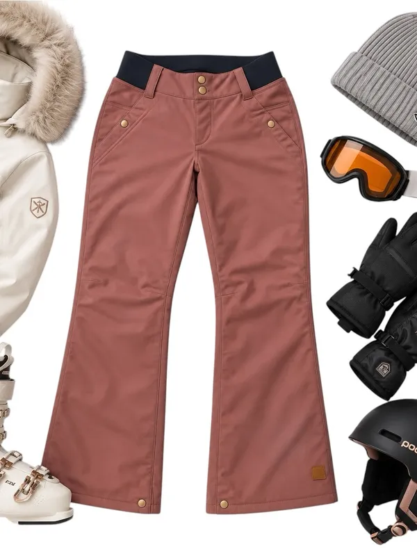 Ride Cappel Mauve Brown Snowboard Ski Pants Women Small Tall Ski Winter Gear EUC - Image 2